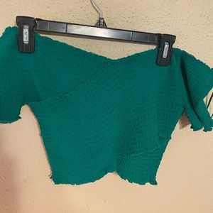 Green wrap style crop top
